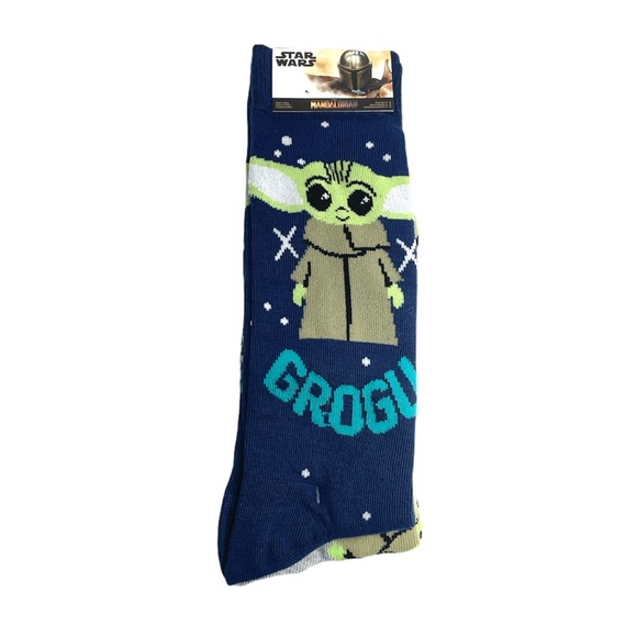 Star Wars The Mandalorian Baby Yoda Crew Socks, 2 Pairs, Blue, Gray - Picture 2 of 6